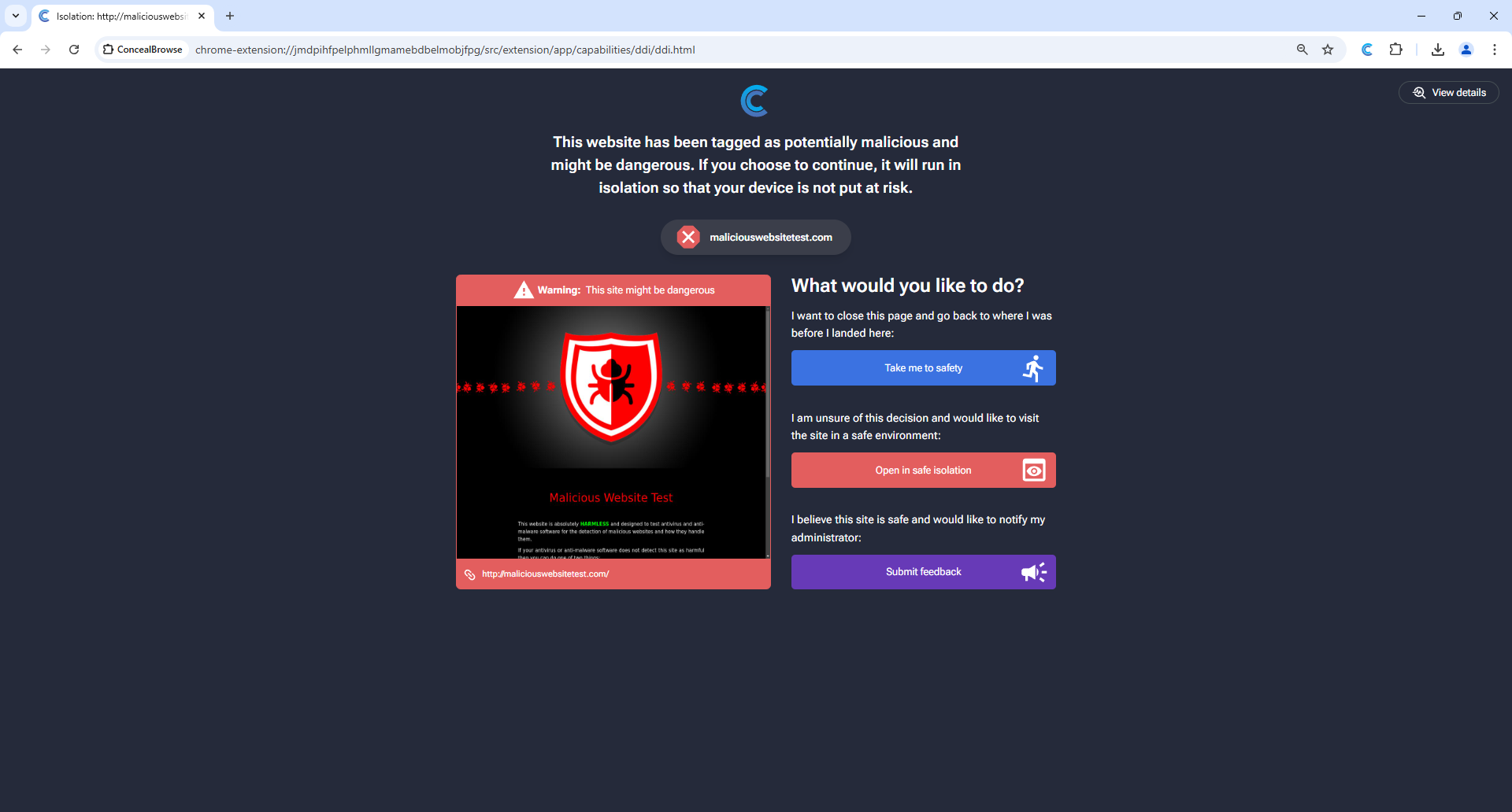 Conceal Managed Browser Protection